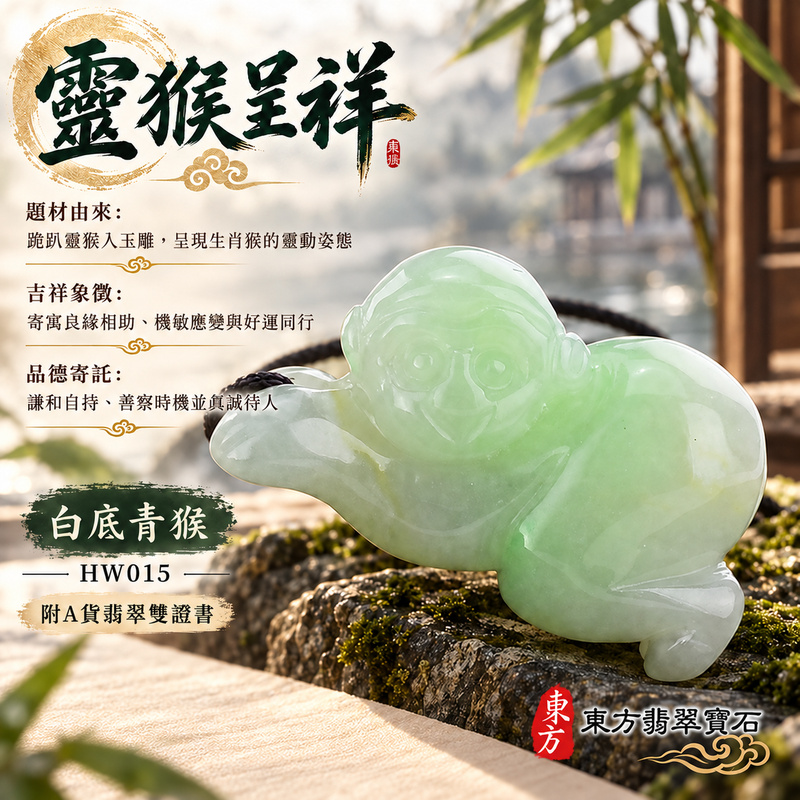 已售出可訂做|翡翠生肖猴項鍊玉珮|聰慧靈巧・積極進取・福運相隨・前程順遂・平安吉祥・封侯進祿|天然A貨翡翠・緬甸玉・白底青|跪趴的猴子,猴貴人|猴玉珮・猴玉墜・猴吊墜・翡翠猴牌・猴項鍊・緬甸玉項鍊・A貨翡翠項鍊|HW015|男女翡翠項鍊・送禮收藏|客製化訂做翡翠猴玉珮、翡翠猴玉墜、翡翠猴吊墜、翡翠猴項鍊|附A貨翡翠雙證書・東方翡翠寶石 已售出可訂做|翡翠生肖猴項鍊玉珮|聰慧靈巧・積極進取・福運相隨・前程順遂・平安吉祥・封侯進祿|天然A貨翡翠・緬甸玉・白底青|跪趴的猴子,猴貴人|猴玉珮・猴玉墜・猴吊墜・翡翠猴牌・猴項鍊・緬甸玉項鍊・A貨翡翠項鍊|HW015|男女翡翠項鍊・送禮收藏|客製化訂做翡翠猴玉珮、翡翠猴玉墜、翡翠猴吊墜、翡翠猴項鍊|附A貨翡翠雙證書・東方翡翠寶石