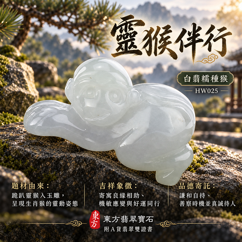 已售出可訂做|翡翠生肖猴項鍊玉珮|聰慧靈巧・積極進取・福運相隨・前程順遂・平安吉祥・封侯進祿|天然A貨翡翠・緬甸玉・白翡・糯種|跪趴的猴子,猴貴人|猴玉珮・猴玉墜・猴吊墜・翡翠猴牌・猴項鍊・緬甸玉項鍊・A貨翡翠項鍊|HW025|男女翡翠項鍊・送禮收藏|客製化訂做翡翠猴玉珮、翡翠猴玉墜、翡翠猴吊墜、翡翠猴項鍊|附A貨翡翠雙證書・東方翡翠寶石 已售出可訂做|翡翠生肖猴項鍊玉珮|聰慧靈巧・積極進取・福運相隨・前程順遂・平安吉祥・封侯進祿|天然A貨翡翠・緬甸玉・白翡・糯種|跪趴的猴子,猴貴人|猴玉珮・猴玉墜・猴吊墜・翡翠猴牌・猴項鍊・緬甸玉項鍊・A貨翡翠項鍊|HW025|男女翡翠項鍊・送禮收藏|客製化訂做翡翠猴玉珮、翡翠猴玉墜、翡翠猴吊墜、翡翠猴項鍊|附A貨翡翠雙證書・東方翡翠寶石