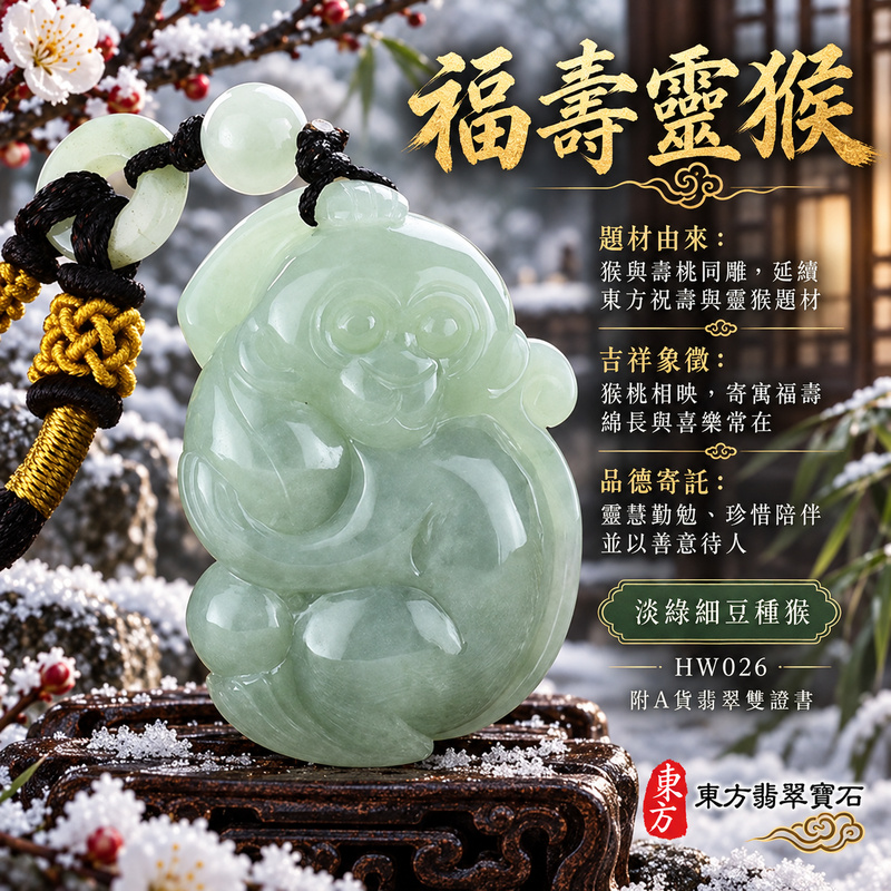 已售出可訂做|翡翠生肖猴項鍊玉珮|聰慧靈巧・積極進取・福運相隨・前程順遂・平安吉祥・萬事如意・福壽安康・封侯進祿|天然A貨翡翠・緬甸玉・淡綠・細豆種|猴抱壽桃 ,吉祥如意|猴玉珮・猴玉墜・猴吊墜・翡翠猴牌・猴項鍊・緬甸玉項鍊・A貨翡翠項鍊|HW026|男女翡翠項鍊・送禮收藏|客製化訂做翡翠猴玉珮、翡翠猴玉墜、翡翠猴吊墜、翡翠猴項鍊|附A貨翡翠雙證書・東方翡翠寶石 已售出可訂做|翡翠生肖猴項鍊玉珮|聰慧靈巧・積極進取・福運相隨・前程順遂・平安吉祥・萬事如意・福壽安康・封侯進祿|天然A貨翡翠・緬甸玉・淡綠・細豆種|猴抱壽桃 ,吉祥如意|猴玉珮・猴玉墜・猴吊墜・翡翠猴牌・猴項鍊・緬甸玉項鍊・A貨翡翠項鍊|HW026|男女翡翠項鍊・送禮收藏|客製化訂做翡翠猴玉珮、翡翠猴玉墜、翡翠猴吊墜、翡翠猴項鍊|附A貨翡翠雙證書・東方翡翠寶石