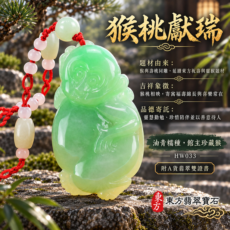 已售出可訂做|翡翠生肖猴項鍊玉珮|聰慧靈巧・積極進取・福運相隨・前程順遂・平安吉祥・福壽安康・封侯進祿|天然A貨翡翠・緬甸玉・油青・糯種・油青種|猴抱桃,玉猴騰祥|猴玉珮・猴玉墜・猴吊墜・翡翠猴牌・猴項鍊・緬甸玉項鍊・A貨翡翠項鍊|HW033|男女翡翠項鍊・送禮收藏|客製化訂做翡翠猴玉珮、翡翠猴玉墜、翡翠猴吊墜、翡翠猴項鍊|附A貨翡翠雙證書・東方翡翠寶石 已售出可訂做|翡翠生肖猴項鍊玉珮|聰慧靈巧・積極進取・福運相隨・前程順遂・平安吉祥・福壽安康・封侯進祿|天然A貨翡翠・緬甸玉・油青・糯種・油青種|猴抱桃,玉猴騰祥|猴玉珮・猴玉墜・猴吊墜・翡翠猴牌・猴項鍊・緬甸玉項鍊・A貨翡翠項鍊|HW033|男女翡翠項鍊・送禮收藏|客製化訂做翡翠猴玉珮、翡翠猴玉墜、翡翠猴吊墜、翡翠猴項鍊|附A貨翡翠雙證書・東方翡翠寶石