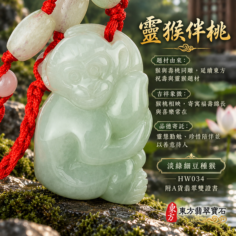 已售出可訂做|翡翠生肖猴項鍊玉珮|聰慧靈巧・積極進取・福運相隨・前程順遂・平安吉祥・福壽安康・封侯進祿|天然A貨翡翠・緬甸玉・淡綠・細豆種|猴抱桃,玉猴騰祥|猴玉珮・猴玉墜・猴吊墜・翡翠猴牌・猴項鍊・緬甸玉項鍊・A貨翡翠項鍊|HW034|男女翡翠項鍊・送禮收藏|客製化訂做翡翠猴玉珮、翡翠猴玉墜、翡翠猴吊墜、翡翠猴項鍊|附A貨翡翠雙證書・東方翡翠寶石 已售出可訂做|翡翠生肖猴項鍊玉珮|聰慧靈巧・積極進取・福運相隨・前程順遂・平安吉祥・福壽安康・封侯進祿|天然A貨翡翠・緬甸玉・淡綠・細豆種|猴抱桃,玉猴騰祥|猴玉珮・猴玉墜・猴吊墜・翡翠猴牌・猴項鍊・緬甸玉項鍊・A貨翡翠項鍊|HW034|男女翡翠項鍊・送禮收藏|客製化訂做翡翠猴玉珮、翡翠猴玉墜、翡翠猴吊墜、翡翠猴項鍊|附A貨翡翠雙證書・東方翡翠寶石