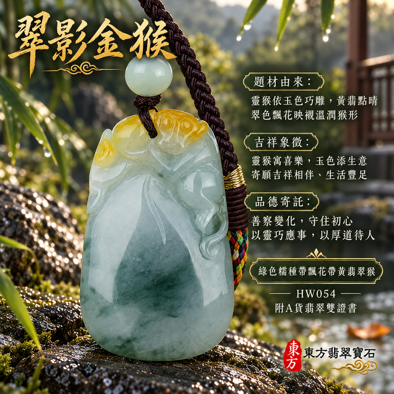 已售出可訂做|翡翠生肖猴項鍊玉珮|聰慧靈巧・積極進取・福運相隨・前程順遂・平安吉祥・萬事如意・封侯進祿|天然A貨翡翠・緬甸玉・綠色・黃翡翠・糯種・帶黃翡翠・帶飄花|吉祥如意|猴玉珮・猴玉墜・猴吊墜・翡翠猴牌・猴項鍊・緬甸玉項鍊・A貨翡翠項鍊|HW054|男女翡翠項鍊・送禮收藏|客製化訂做翡翠猴玉珮、翡翠猴玉墜、翡翠猴吊墜、翡翠猴項鍊|附A貨翡翠雙證書・東方翡翠寶石 已售出可訂做|翡翠生肖猴項鍊玉珮|聰慧靈巧・積極進取・福運相隨・前程順遂・平安吉祥・萬事如意・封侯進祿|天然A貨翡翠・緬甸玉・綠色・黃翡翠・糯種・帶黃翡翠・帶飄花|吉祥如意|猴玉珮・猴玉墜・猴吊墜・翡翠猴牌・猴項鍊・緬甸玉項鍊・A貨翡翠項鍊|HW054|男女翡翠項鍊・送禮收藏|客製化訂做翡翠猴玉珮、翡翠猴玉墜、翡翠猴吊墜、翡翠猴項鍊|附A貨翡翠雙證書・東方翡翠寶石
