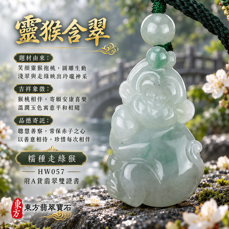 已售出可訂做|翡翠生肖猴項鍊玉珮|聰慧靈巧・積極進取・福運相隨・前程順遂・平安吉祥・萬事如意・封侯進祿|天然A貨翡翠・緬甸玉・糯種|吉祥如意|猴玉珮・猴玉墜・猴吊墜・翡翠猴牌・猴項鍊・緬甸玉項鍊・A貨翡翠項鍊|HW057|男女翡翠項鍊・送禮收藏|客製化訂做翡翠猴玉珮、翡翠猴玉墜、翡翠猴吊墜、翡翠猴項鍊|附A貨翡翠雙證書・東方翡翠寶石 已售出可訂做|翡翠生肖猴項鍊玉珮|聰慧靈巧・積極進取・福運相隨・前程順遂・平安吉祥・萬事如意・封侯進祿|天然A貨翡翠・緬甸玉・糯種|吉祥如意|猴玉珮・猴玉墜・猴吊墜・翡翠猴牌・猴項鍊・緬甸玉項鍊・A貨翡翠項鍊|HW057|男女翡翠項鍊・送禮收藏|客製化訂做翡翠猴玉珮、翡翠猴玉墜、翡翠猴吊墜、翡翠猴項鍊|附A貨翡翠雙證書・東方翡翠寶石