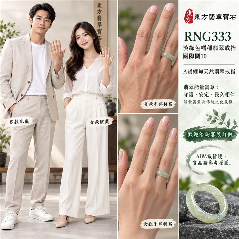 A貨緬甸天然翡翠戒指|淡綠色糯種翡翠戒指 國際圍10|綠意清雅 色調自然 溫潤玉質觀感|寓意圓滿和合、平安順遂、吉祥如意、福氣常伴、情緣長久|翡翠玉戒 版指戒 男女對戒 情侶對戒|可客製訂做翡翠戒指、吊墜、玉珮、項鍊|RNG333|附A貨翡翠雙證書2 A貨緬甸天然翡翠戒指|淡綠色糯種翡翠戒指 國際圍10|綠意清雅 色調自然 溫潤玉質觀感|寓意圓滿和合、平安順遂、吉祥如意、福氣常伴、情緣長久|翡翠玉戒 版指戒 男女對戒 情侶對戒|可客製訂做翡翠戒指、吊墜、玉珮、項鍊|RNG333|附A貨翡翠雙證書2