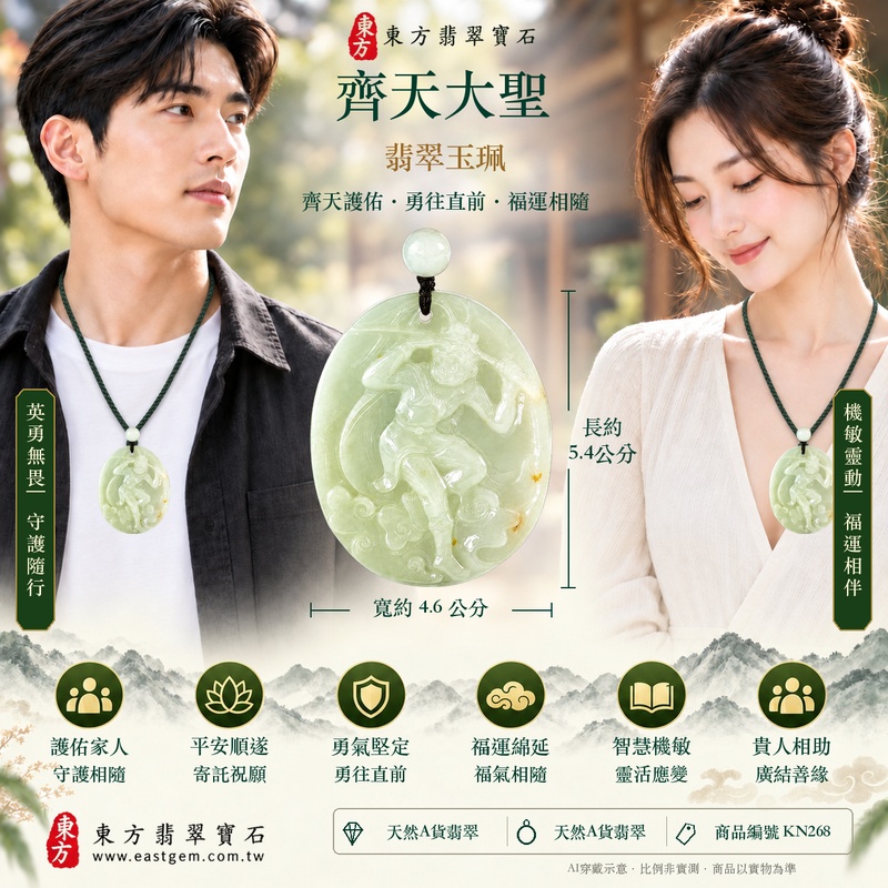 翡翠齊天大聖孫悟空手工雕刻玉珮項鍊|齊天大聖齊天大聖牌守護・孝親感恩・平安守護・正氣安定・勇氣堅定・智慧機敏・貴人相助・福澤綿長|天然A貨翡翠・淡綠色糯種・緬甸玉|齊天大聖玉墜KN268|客製化訂做各式翡翠吊墜項鍊|附A貨翡翠雙證書4 翡翠齊天大聖孫悟空手工雕刻玉珮項鍊|齊天大聖齊天大聖牌守護・孝親感恩・平安守護・正氣安定・勇氣堅定・智慧機敏・貴人相助・福澤綿長|天然A貨翡翠・淡綠色糯種・緬甸玉|齊天大聖玉墜KN268|客製化訂做各式翡翠吊墜項鍊|附A貨翡翠雙證書4