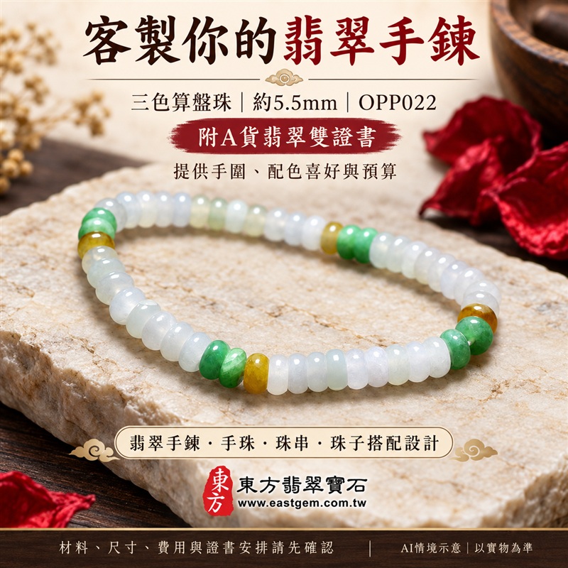 三色算盤珠翡翠手鍊、三色算盤珠緬甸玉手鍊|白綠黃三色翡翠珠子、珠徑約5.5mm小巧算盤珠、圓潤扁形、細緻串連|柔白映綠、蜜黃點綴、溫潤光澤、自然玉石紋理、清雅秀氣|精打細算、聚福納財、富足喜悅、平安和諧、圓滿順心吉祥寓意|男女日常配戴、簡約穿搭、生日紀念送禮、自戴珍藏|客製化翡翠手鍊、翡翠手珠、翡翠珠串、翡翠珠子、緬甸玉手鍊、緬甸玉珠串、緬甸玉珠子與緬甸玉手珠搭配設計|附A貨翡翠雙證書|東方翡翠寶石|OPP022-6 三色算盤珠翡翠手鍊、三色算盤珠緬甸玉手鍊|白綠黃三色翡翠珠子、珠徑約5.5mm小巧算盤珠、圓潤扁形、細緻串連|柔白映綠、蜜黃點綴、溫潤光澤、自然玉石紋理、清雅秀氣|精打細算、聚福納財、富足喜悅、平安和諧、圓滿順心吉祥寓意|男女日常配戴、簡約穿搭、生日紀念送禮、自戴珍藏|客製化翡翠手鍊、翡翠手珠、翡翠珠串、翡翠珠子、緬甸玉手鍊、緬甸玉珠串、緬甸玉珠子與緬甸玉手珠搭配設計|附A貨翡翠雙證書|東方翡翠寶石|OPP022-6