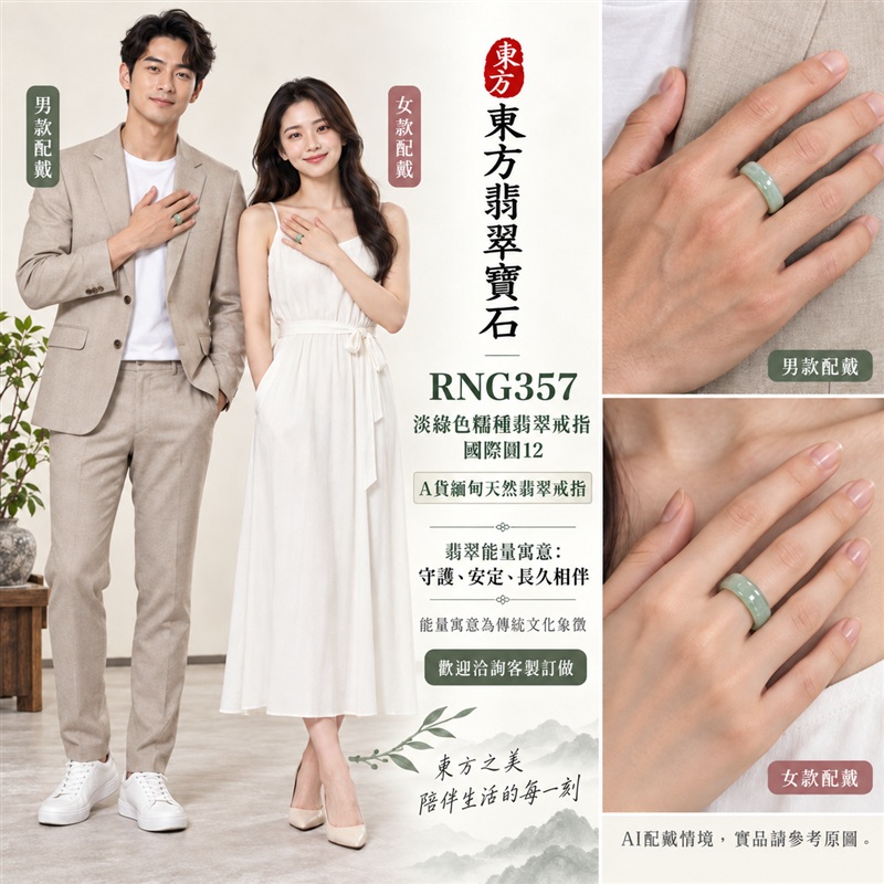 A貨緬甸天然翡翠戒指|淡綠色糯種翡翠戒指 國際圍12|綠意清雅 色調自然 溫潤玉質觀感|寓意圓滿和合、平安順遂、吉祥如意、福氣常伴、情緣長久|翡翠玉戒 版指戒 男女對戒 情侶對戒|可客製訂做翡翠戒指、吊墜、玉珮、項鍊|RNG357|附A貨翡翠雙證書2 A貨緬甸天然翡翠戒指|淡綠色糯種翡翠戒指 國際圍12|綠意清雅 色調自然 溫潤玉質觀感|寓意圓滿和合、平安順遂、吉祥如意、福氣常伴、情緣長久|翡翠玉戒 版指戒 男女對戒 情侶對戒|可客製訂做翡翠戒指、吊墜、玉珮、項鍊|RNG357|附A貨翡翠雙證書2