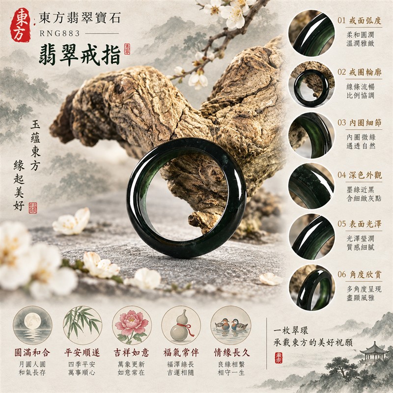 深綠油青種翡翠弧面戒指|RNG883|深綠近黑天然色澤・天然玉石紋理・圓潤弧面戒身・沉穩油潤光澤|簡約中性翡翠玉戒、男女日常配戴、單戴疊搭與東方玉飾收藏|深綠油青種翡翠戒環・天然玉戒指・附鑑定證書|東方翡翠寶石專賣店 1 深綠油青種翡翠弧面戒指|RNG883|深綠近黑天然色澤・天然玉石紋理・圓潤弧面戒身・沉穩油潤光澤|簡約中性翡翠玉戒、男女日常配戴、單戴疊搭與東方玉飾收藏|深綠油青種翡翠戒環・天然玉戒指・附鑑定證書|東方翡翠寶石專賣店 1