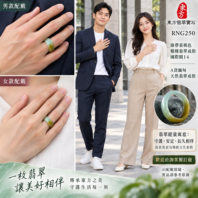 A貨緬甸天然翡翠戒指|綠帶黃褐色糯種翡翠戒指 國際圍14|俏色點綴 自然色澤層次 溫潤玉質觀感|寓意圓滿和合、平安順遂、吉祥如意、福氣常伴、情緣長久|翡翠玉戒 版指戒 男女對戒 情侶對戒|可客製訂做翡翠戒指、吊墜、玉珮、項鍊|RNG250|附A貨翡翠雙證書2 A貨緬甸天然翡翠戒指|綠帶黃褐色糯種翡翠戒指 國際圍14|俏色點綴 自然色澤層次 溫潤玉質觀感|寓意圓滿和合、平安順遂、吉祥如意、福氣常伴、情緣長久|翡翠玉戒 版指戒 男女對戒 情侶對戒|可客製訂做翡翠戒指、吊墜、玉珮、項鍊|RNG250|附A貨翡翠雙證書2