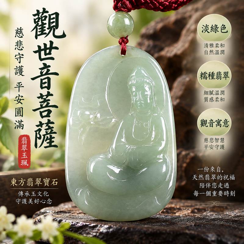 (已出售勿下標,可訂做)淡綠色糯種觀世音菩薩翡翠玉珮 I 慈悲守護平安圓滿吉祥觀音玉珮 GY1310 I 淡雅柔和糯種翡翠質感與觀音慈悲智慧文化寓意 I 緬甸A貨翡翠觀世音菩薩玉珮附雙證書 I 傳統玉文化平安守護祥和祝福日常佩戴收藏送禮紀念 I 東方翡翠寶石天然翡翠觀音文化收藏與客製訂做選擇1 (已出售勿下標,可訂做)淡綠色糯種觀世音菩薩翡翠玉珮 I 慈悲守護平安圓滿吉祥觀音玉珮 GY1310 I 淡雅柔和糯種翡翠質感與觀音慈悲智慧文化寓意 I 緬甸A貨翡翠觀世音菩薩玉珮附雙證書 I 傳統玉文化平安守護祥和祝福日常佩戴收藏送禮紀念 I 東方翡翠寶石天然翡翠觀音文化收藏與客製訂做選擇1