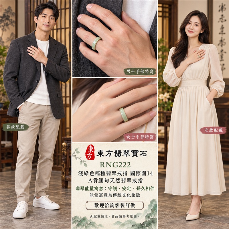 A貨緬甸天然翡翠戒指|淺綠色糯種翡翠戒指 國際圍14|綠意清雅 色調自然 溫潤玉質觀感|寓意圓滿和合、平安順遂、吉祥如意、福氣常伴、情緣長久|翡翠玉戒 版指戒 男女對戒 情侶對戒|可客製訂做翡翠戒指、吊墜、玉珮、項鍊|RNG222|附A貨翡翠雙證書2 A貨緬甸天然翡翠戒指|淺綠色糯種翡翠戒指 國際圍14|綠意清雅 色調自然 溫潤玉質觀感|寓意圓滿和合、平安順遂、吉祥如意、福氣常伴、情緣長久|翡翠玉戒 版指戒 男女對戒 情侶對戒|可客製訂做翡翠戒指、吊墜、玉珮、項鍊|RNG222|附A貨翡翠雙證書2