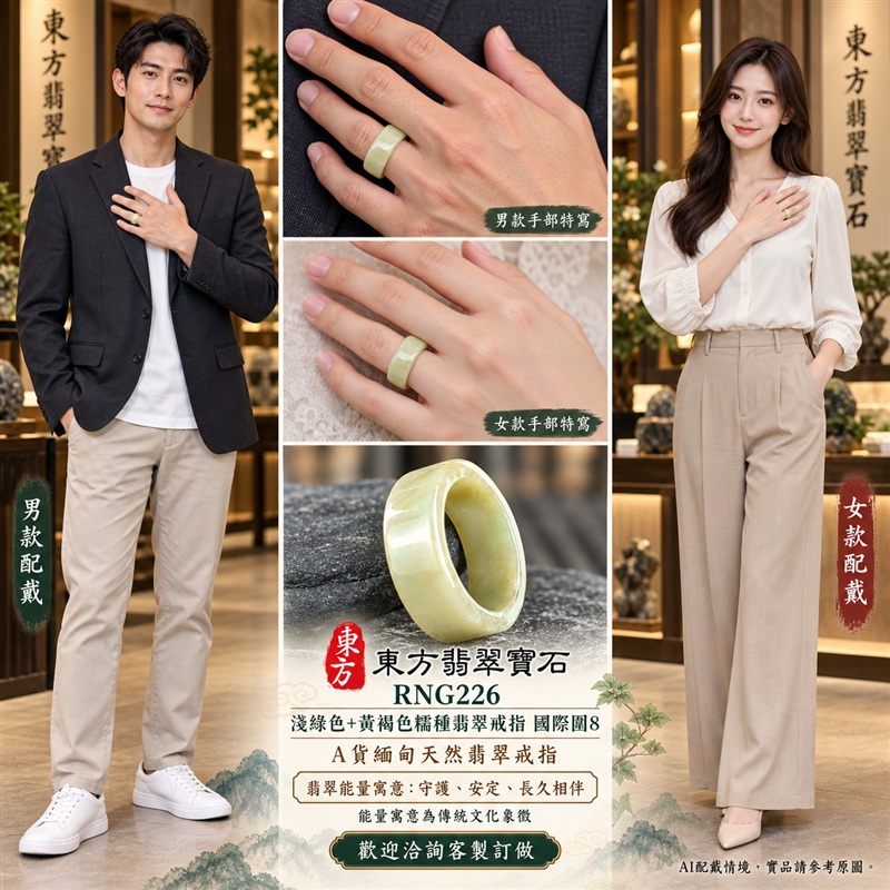 A貨緬甸天然翡翠戒指|淺綠色+黃褐色糯種翡翠戒指 國際圍8|俏色點綴 自然色澤層次 溫潤玉質觀感|寓意圓滿和合、平安順遂、吉祥如意、福氣常伴、情緣長久|翡翠玉戒 版指戒 男女對戒 情侶對戒|可客製訂做翡翠戒指、吊墜、玉珮、項鍊|RNG226|附A貨翡翠雙證書2 A貨緬甸天然翡翠戒指|淺綠色+黃褐色糯種翡翠戒指 國際圍8|俏色點綴 自然色澤層次 溫潤玉質觀感|寓意圓滿和合、平安順遂、吉祥如意、福氣常伴、情緣長久|翡翠玉戒 版指戒 男女對戒 情侶對戒|可客製訂做翡翠戒指、吊墜、玉珮、項鍊|RNG226|附A貨翡翠雙證書2
