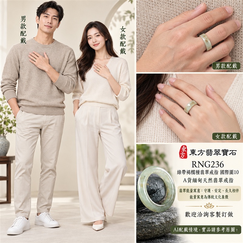 A貨緬甸天然翡翠戒指|綠帶褐糯種翡翠戒指 國際圍10|俏色點綴 自然色澤層次 溫潤玉質觀感|寓意圓滿和合、平安順遂、吉祥如意、福氣常伴、情緣長久|翡翠玉戒 版指戒 男女對戒 情侶對戒|可客製訂做翡翠戒指、吊墜、玉珮、項鍊|RNG236|附A貨翡翠雙證書2 A貨緬甸天然翡翠戒指|綠帶褐糯種翡翠戒指 國際圍10|俏色點綴 自然色澤層次 溫潤玉質觀感|寓意圓滿和合、平安順遂、吉祥如意、福氣常伴、情緣長久|翡翠玉戒 版指戒 男女對戒 情侶對戒|可客製訂做翡翠戒指、吊墜、玉珮、項鍊|RNG236|附A貨翡翠雙證書2