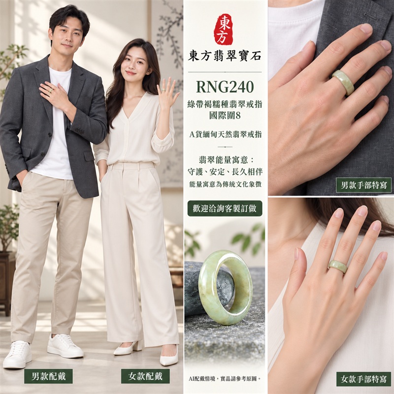 A貨緬甸天然翡翠戒指|綠帶褐糯種翡翠戒指 國際圍8|俏色點綴 自然色澤層次 溫潤玉質觀感|寓意圓滿和合、平安順遂、吉祥如意、福氣常伴、情緣長久|翡翠玉戒 版指戒 男女對戒 情侶對戒|可客製訂做翡翠戒指、吊墜、玉珮、項鍊|RNG240|附A貨翡翠雙證書2 A貨緬甸天然翡翠戒指|綠帶褐糯種翡翠戒指 國際圍8|俏色點綴 自然色澤層次 溫潤玉質觀感|寓意圓滿和合、平安順遂、吉祥如意、福氣常伴、情緣長久|翡翠玉戒 版指戒 男女對戒 情侶對戒|可客製訂做翡翠戒指、吊墜、玉珮、項鍊|RNG240|附A貨翡翠雙證書2