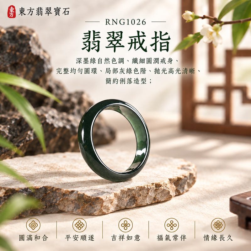 深綠油青種翡翠平口戒|RNG1026|墨綠天然色澤・天然玉石紋理・素面圓環戒身・沉穩油潤光澤|簡約中性翡翠玉戒、男女日常配戴、單戴疊搭與東方玉飾收藏|深綠油青種翡翠戒環・天然玉戒指・永和門市・附鑑定證書|東方翡翠寶石專賣店 1 深綠油青種翡翠平口戒|RNG1026|墨綠天然色澤・天然玉石紋理・素面圓環戒身・沉穩油潤光澤|簡約中性翡翠玉戒、男女日常配戴、單戴疊搭與東方玉飾收藏|深綠油青種翡翠戒環・天然玉戒指・永和門市・附鑑定證書|東方翡翠寶石專賣店 1