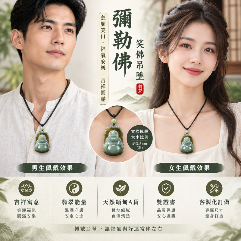 笑佛彌勒佛吊墜|彌勒佛玉墜雕件・綠色立體雕刻|慈顏笑口・福氣安樂・吉祥圓滿|ML019|已出售勿下標・可客製化訂做2 笑佛彌勒佛吊墜|彌勒佛玉墜雕件・綠色立體雕刻|慈顏笑口・福氣安樂・吉祥圓滿|ML019|已出售勿下標・可客製化訂做2