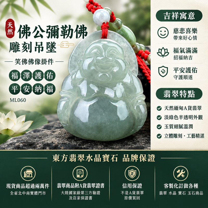 佛公彌勒佛雕刻吊墜|笑佛佛像掛件|淡綠色半透明外觀・立體雕刻|福澤護佑・平安納福|ML060|已出售勿下標・可客製化訂做1 佛公彌勒佛雕刻吊墜|笑佛佛像掛件|淡綠色半透明外觀・立體雕刻|福澤護佑・平安納福|ML060|已出售勿下標・可客製化訂做1