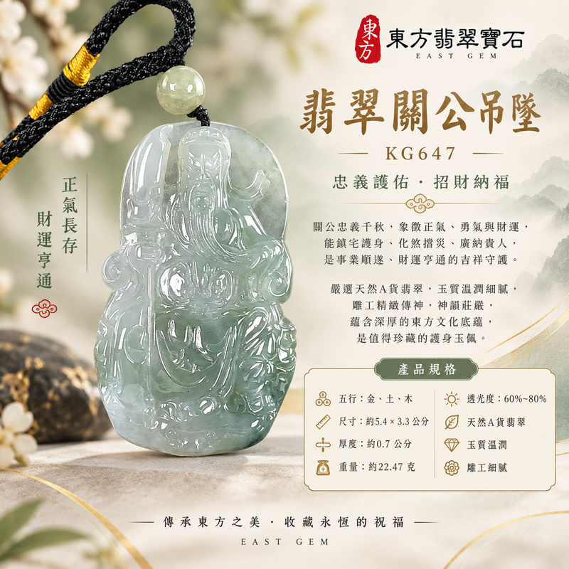 翡翠關公項鍊玉珮|關聖帝君端坐執刀・清正守信・安志定局|A貨翡翠淡青綠青白玉色・清潤透光・端雅浮雕|關公玉墜・關公牌玉珮KG647|客製化訂做各式翡翠關公吊墜玉珮項鍊|附A貨翡翠雙證書1 翡翠關公項鍊玉珮|關聖帝君端坐執刀・清正守信・安志定局|A貨翡翠淡青綠青白玉色・清潤透光・端雅浮雕|關公玉墜・關公牌玉珮KG647|客製化訂做各式翡翠關公吊墜玉珮項鍊|附A貨翡翠雙證書1