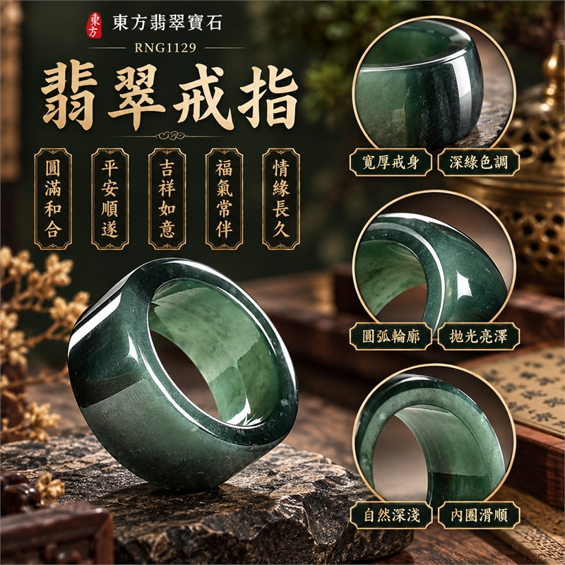 細豆種翡翠板指|RNG1129|深綠天然色澤・天然玉石紋理・寬版厚實板指戒身・沉穩油潤光澤|大器個性翡翠玉戒、男款拇指配戴、紀念送禮與東方玉石收藏|翡翠玉板指・寬版玉戒指・附鑑定證書|東方翡翠寶石專賣店 1 細豆種翡翠板指|RNG1129|深綠天然色澤・天然玉石紋理・寬版厚實板指戒身・沉穩油潤光澤|大器個性翡翠玉戒、男款拇指配戴、紀念送禮與東方玉石收藏|翡翠玉板指・寬版玉戒指・附鑑定證書|東方翡翠寶石專賣店 1