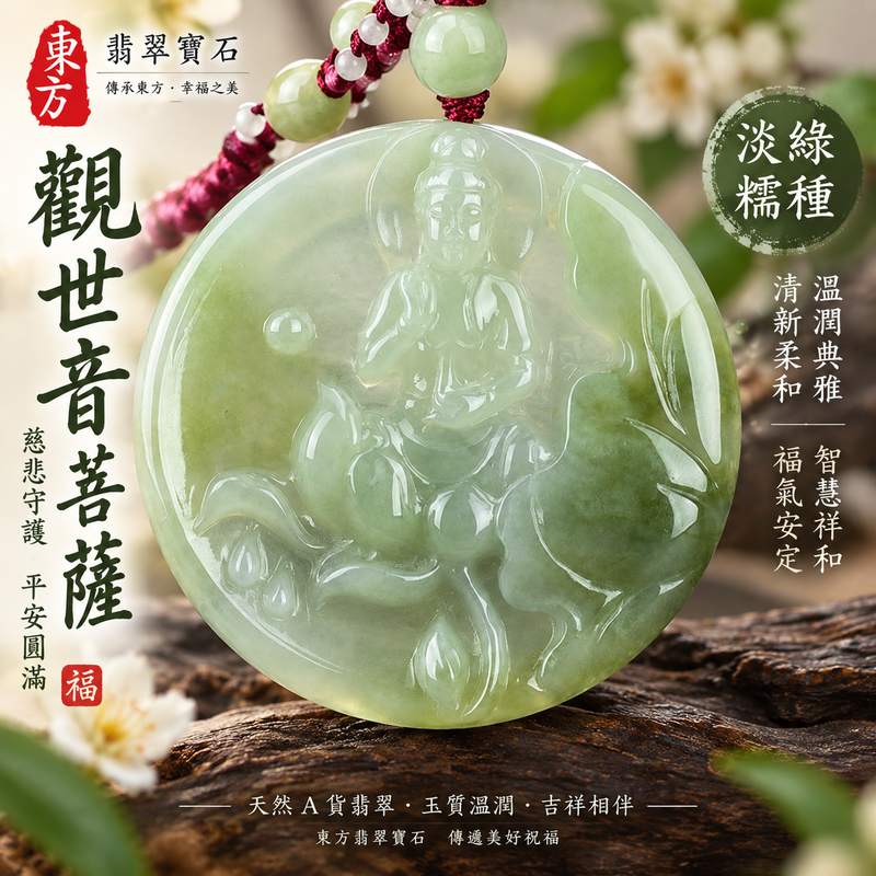 （已出售勿下標，可訂做）淡綠糯種翡翠觀世音菩薩玉珮 I 慈悲守護平安圓滿吉祥祝福 I 淡雅綠色溫潤糯種質感 GY720 翡翠觀音玉墜 I 寓意智慧祥和福氣安定適合日常佩戴收藏送禮 I 緬甸A貨翡翠觀世音菩薩玉珮附雙證書 I 天然玉石獨特質感男女皆宜可客製化訂做傳承東方玉文化美好祝福1