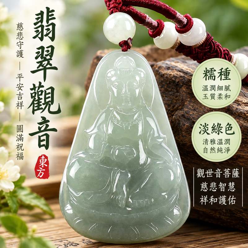 淡綠色糯種翡翠觀音項鍊玉珮 I 觀世音菩薩慈悲守護平安吉祥圓滿祝福 I 東方翡翠寶石GY397緬甸A貨翡翠玉珮 I 淡雅玉色溫潤質感日常佩戴收藏送禮皆宜 I 觀音慈悲智慧祥和護佑文化寓意 I 緬甸A貨翡翠觀世音菩薩玉珮附雙證書安心選購珍藏傳承祝福佳品1 淡綠色糯種翡翠觀音項鍊玉珮 I 觀世音菩薩慈悲守護平安吉祥圓滿祝福 I 東方翡翠寶石GY397緬甸A貨翡翠玉珮 I 淡雅玉色溫潤質感日常佩戴收藏送禮皆宜 I 觀音慈悲智慧祥和護佑文化寓意 I 緬甸A貨翡翠觀世音菩薩玉珮附雙證書安心選購珍藏傳承祝福佳品1