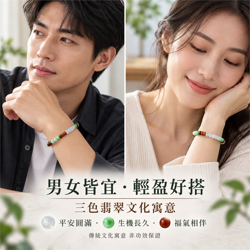 天然A貨三色算盤珠翡翠手鍊|三色算盤珠緬甸玉手鍊|冰白翡翠×翠綠翡翠×紅褐色翡翠算盤珠|冰白主色搭配清新翠綠與紅褐色分段點綴・三色自然相映・珠珠呈現天然棉絮與獨特紋理|珠徑約5至5.5mm・小巧扁圓・排列細密・晶瑩溫潤・輕盈雅緻|平安圓滿・生機長久・福氣相伴・招福納祥|三色翡翠傳統文化寓意|男女皆宜|天然翡翠珠串・緬甸玉手珠・日常佩戴送禮收藏|可依手圍客製化設計各式翡翠珠串|附中國玉石鑑定證書與東方翡翠寶石保證書雙證書|OPP035-4 天然A貨三色算盤珠翡翠手鍊|三色算盤珠緬甸玉手鍊|冰白翡翠×翠綠翡翠×紅褐色翡翠算盤珠|冰白主色搭配清新翠綠與紅褐色分段點綴・三色自然相映・珠珠呈現天然棉絮與獨特紋理|珠徑約5至5.5mm・小巧扁圓・排列細密・晶瑩溫潤・輕盈雅緻|平安圓滿・生機長久・福氣相伴・招福納祥|三色翡翠傳統文化寓意|男女皆宜|天然翡翠珠串・緬甸玉手珠・日常佩戴送禮收藏|可依手圍客製化設計各式翡翠珠串|附中國玉石鑑定證書與東方翡翠寶石保證書雙證書|OPP035-4