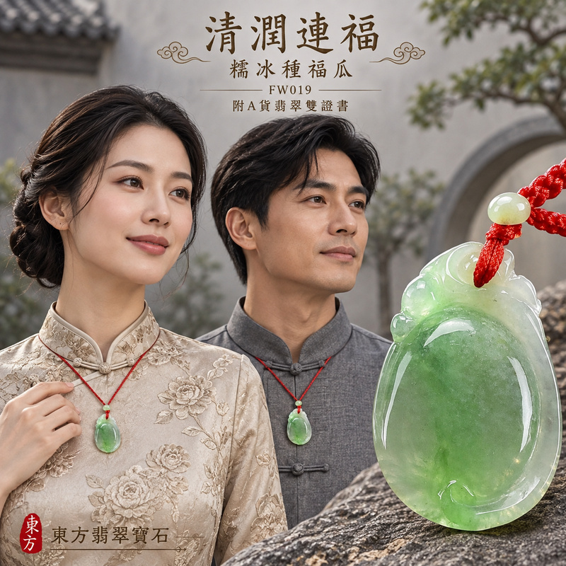 已售出可訂做｜翡翠福瓜項鍊玉珮｜福氣綿延・豐收圓滿・吉祥安泰｜天然A貨翡翠・緬甸玉・糯冰種｜福運連綿｜福瓜玉珮・福瓜玉墜・福瓜吊墜・福瓜項鍊｜FW019｜客製化訂做福瓜玉珮、福瓜玉墜、福瓜吊墜、福瓜項鍊｜附A貨翡翠雙證書