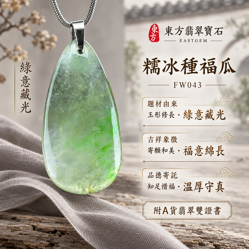 已售出可訂做｜翡翠福瓜項鍊玉珮｜福氣綿延・豐收圓滿・吉祥安泰｜天然A貨翡翠・緬甸玉・糯冰種｜福運連綿｜福瓜玉珮・福瓜玉墜・福瓜吊墜・福瓜項鍊｜FW043｜客製化訂做福瓜玉珮、福瓜玉墜、福瓜吊墜、福瓜項鍊｜附A貨翡翠雙證書