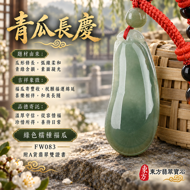 已售出可訂做｜翡翠福瓜項鍊玉珮｜福氣綿延・豐收圓滿・吉祥安泰｜天然A貨翡翠・緬甸玉・糯種・綠色｜福運連綿｜福瓜玉珮・福瓜玉墜・福瓜吊墜・福瓜項鍊｜FW083｜客製化訂做福瓜玉珮、福瓜玉墜、福瓜吊墜、福瓜項鍊｜附A貨翡翠雙證書