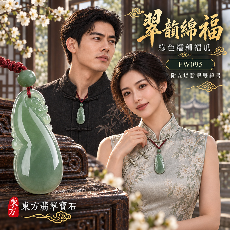 已售出可訂做｜翡翠福瓜項鍊玉珮｜福氣綿延・豐收圓滿・吉祥安泰｜天然A貨翡翠・緬甸玉・糯種・綠色｜福運連綿｜福瓜玉珮・福瓜玉墜・福瓜吊墜・福瓜項鍊｜FW095｜客製化訂做福瓜玉珮、福瓜玉墜、福瓜吊墜、福瓜項鍊｜附A貨翡翠雙證書