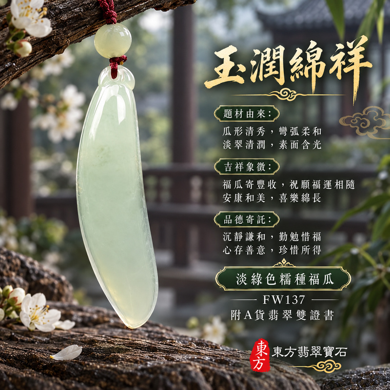 翡翠福瓜項鍊玉珮|福氣綿延・豐收圓滿・吉祥安泰|天然A貨翡翠・緬甸玉・糯種・淡綠色|福運連綿|福瓜玉珮・福瓜玉墜・福瓜吊墜・福瓜項鍊|FW137|客製化訂做福瓜玉珮、福瓜玉墜、福瓜吊墜、福瓜項鍊|附A貨翡翠雙證書 翡翠福瓜項鍊玉珮|福氣綿延・豐收圓滿・吉祥安泰|天然A貨翡翠・緬甸玉・糯種・淡綠色|福運連綿|福瓜玉珮・福瓜玉墜・福瓜吊墜・福瓜項鍊|FW137|客製化訂做福瓜玉珮、福瓜玉墜、福瓜吊墜、福瓜項鍊|附A貨翡翠雙證書