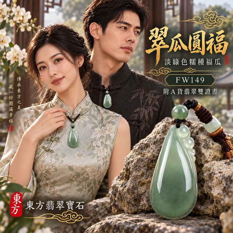 翡翠福瓜項鍊玉珮|福氣綿延・豐收圓滿・吉祥安泰|天然A貨翡翠・緬甸玉・糯種・淡綠色|福運連綿|福瓜玉珮・福瓜玉墜・福瓜吊墜・福瓜項鍊|FW149|客製化訂做福瓜玉珮、福瓜玉墜、福瓜吊墜、福瓜項鍊|附A貨翡翠雙證書 翡翠福瓜項鍊玉珮|福氣綿延・豐收圓滿・吉祥安泰|天然A貨翡翠・緬甸玉・糯種・淡綠色|福運連綿|福瓜玉珮・福瓜玉墜・福瓜吊墜・福瓜項鍊|FW149|客製化訂做福瓜玉珮、福瓜玉墜、福瓜吊墜、福瓜項鍊|附A貨翡翠雙證書