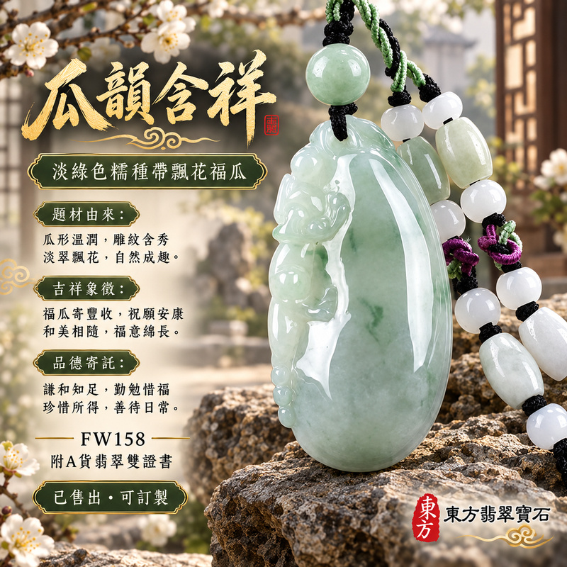 已售出可訂做|翡翠福瓜項鍊玉珮|福氣綿延・豐收圓滿・吉祥安泰|天然A貨翡翠・緬甸玉・糯種・淡綠色・帶飄花|福運連綿|福瓜玉珮・福瓜玉墜・福瓜吊墜・福瓜項鍊|FW158|客製化訂做福瓜玉珮、福瓜玉墜、福瓜吊墜、福瓜項鍊|附A貨翡翠雙證書 已售出可訂做|翡翠福瓜項鍊玉珮|福氣綿延・豐收圓滿・吉祥安泰|天然A貨翡翠・緬甸玉・糯種・淡綠色・帶飄花|福運連綿|福瓜玉珮・福瓜玉墜・福瓜吊墜・福瓜項鍊|FW158|客製化訂做福瓜玉珮、福瓜玉墜、福瓜吊墜、福瓜項鍊|附A貨翡翠雙證書