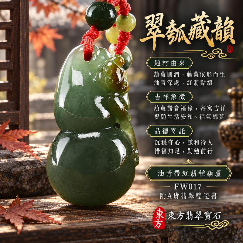 已售出可訂做｜翡翠葫蘆項鍊玉珮｜福祿相隨・平安吉祥・家業興旺｜天然A貨翡翠・緬甸玉・油青・紅翡・帶紅翡｜葫蘆有福｜葫蘆玉珮・葫蘆玉墜・葫蘆吊墜・葫蘆項鍊｜FW017｜客製化訂做葫蘆玉珮、葫蘆玉墜、葫蘆吊墜、葫蘆項鍊｜附A貨翡翠雙證書