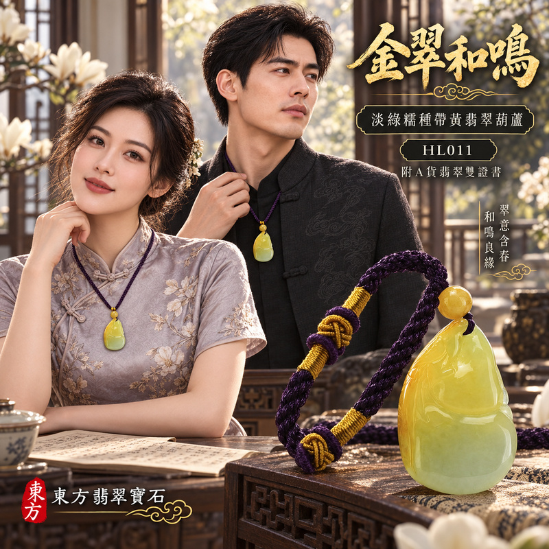 已售出可訂做｜翡翠葫蘆項鍊玉珮｜福祿相隨・平安吉祥・家業興旺｜天然A貨翡翠・緬甸玉・糯種・淡綠・黃翡翠・帶黃翡｜葫蘆與鳥，福祿壽｜葫蘆玉珮・葫蘆玉墜・葫蘆吊墜・葫蘆項鍊｜HL011｜客製化訂做葫蘆玉珮、葫蘆玉墜、葫蘆吊墜、葫蘆項鍊｜附A貨翡翠雙證書