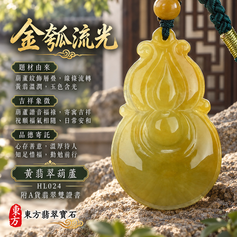 已售出可訂做｜翡翠葫蘆項鍊玉珮｜福祿相隨・平安吉祥・家業興旺｜天然A貨翡翠・緬甸玉・黃翡翠｜葫蘆有福｜葫蘆玉珮・葫蘆玉墜・葫蘆吊墜・葫蘆項鍊｜HL024｜客製化訂做葫蘆玉珮、葫蘆玉墜、葫蘆吊墜、葫蘆項鍊｜附A貨翡翠雙證書