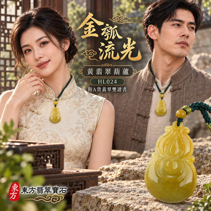 已售出可訂做｜翡翠葫蘆項鍊玉珮｜福祿相隨・平安吉祥・家業興旺｜天然A貨翡翠・緬甸玉・黃翡翠｜葫蘆有福｜葫蘆玉珮・葫蘆玉墜・葫蘆吊墜・葫蘆項鍊｜HL024｜客製化訂做葫蘆玉珮、葫蘆玉墜、葫蘆吊墜、葫蘆項鍊｜附A貨翡翠雙證書