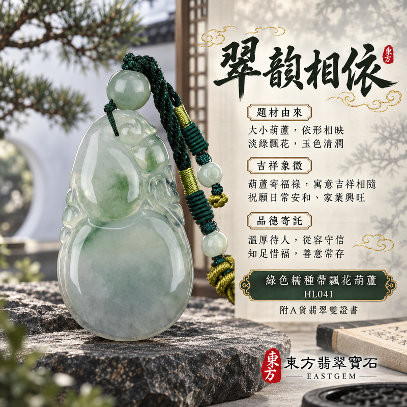 已售出可訂做｜翡翠葫蘆項鍊玉珮｜福祿相隨・平安吉祥・家業興旺｜天然A貨翡翠・緬甸玉・糯種・綠色・帶飄花｜葫蘆有福｜葫蘆玉珮・葫蘆玉墜・葫蘆吊墜・葫蘆項鍊｜HL041｜客製化訂做葫蘆玉珮、葫蘆玉墜、葫蘆吊墜、葫蘆項鍊｜附A貨翡翠雙證書