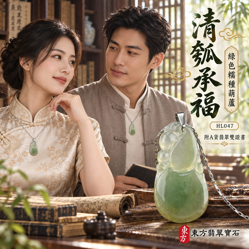 已售出可訂做｜翡翠葫蘆項鍊玉珮｜福祿相隨・平安吉祥・家業興旺｜天然A貨翡翠・緬甸玉・糯種・綠色｜葫蘆有福｜葫蘆玉珮・葫蘆玉墜・葫蘆吊墜・葫蘆項鍊｜HL047｜客製化訂做葫蘆玉珮、葫蘆玉墜、葫蘆吊墜、葫蘆項鍊｜附A貨翡翠雙證書