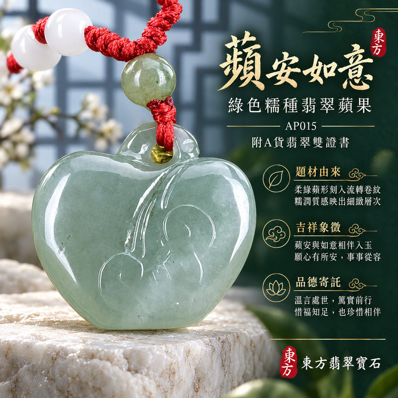 已售出可訂做｜翡翠蘋果項鍊玉珮｜平平安安・圓滿順遂・真摯祝福｜天然A貨翡翠・緬甸玉・糯種・綠色｜平平安安｜蘋果玉珮・蘋果玉墜・蘋果吊墜・蘋果項鍊｜AP015｜客製化訂做蘋果玉珮、蘋果玉墜、蘋果吊墜、蘋果項鍊｜附A貨翡翠雙證書