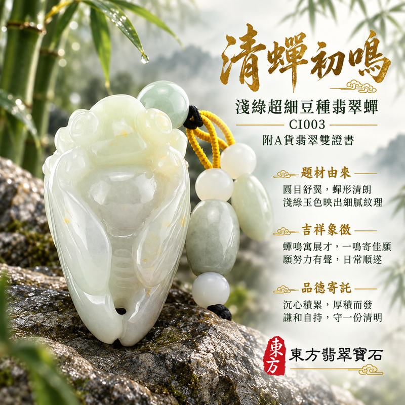 翡翠蟬項鍊玉珮|一鳴驚人・清雅自勵・前程順遂|天然A貨翡翠・緬甸玉・超細豆種・淺綠|一鳴驚人|蟬玉珮・蟬玉墜・蟬吊墜・蟬項鍊|CI003|客製化訂做蟬玉珮、蟬玉墜、蟬吊墜、蟬項鍊|附A貨翡翠雙證書 翡翠蟬項鍊玉珮|一鳴驚人・清雅自勵・前程順遂|天然A貨翡翠・緬甸玉・超細豆種・淺綠|一鳴驚人|蟬玉珮・蟬玉墜・蟬吊墜・蟬項鍊|CI003|客製化訂做蟬玉珮、蟬玉墜、蟬吊墜、蟬項鍊|附A貨翡翠雙證書