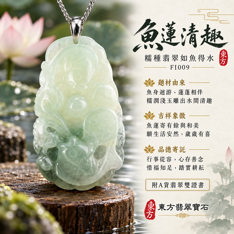 已售出可訂做｜翡翠魚項鍊玉珮｜年年有餘・富足圓滿・吉祥順遂｜天然A貨翡翠・緬甸玉・糯種｜如魚得水｜魚玉珮・魚玉墜・魚吊墜・魚項鍊｜FI009｜客製化訂做魚玉珮、魚玉墜、魚吊墜、魚項鍊｜附A貨翡翠雙證書