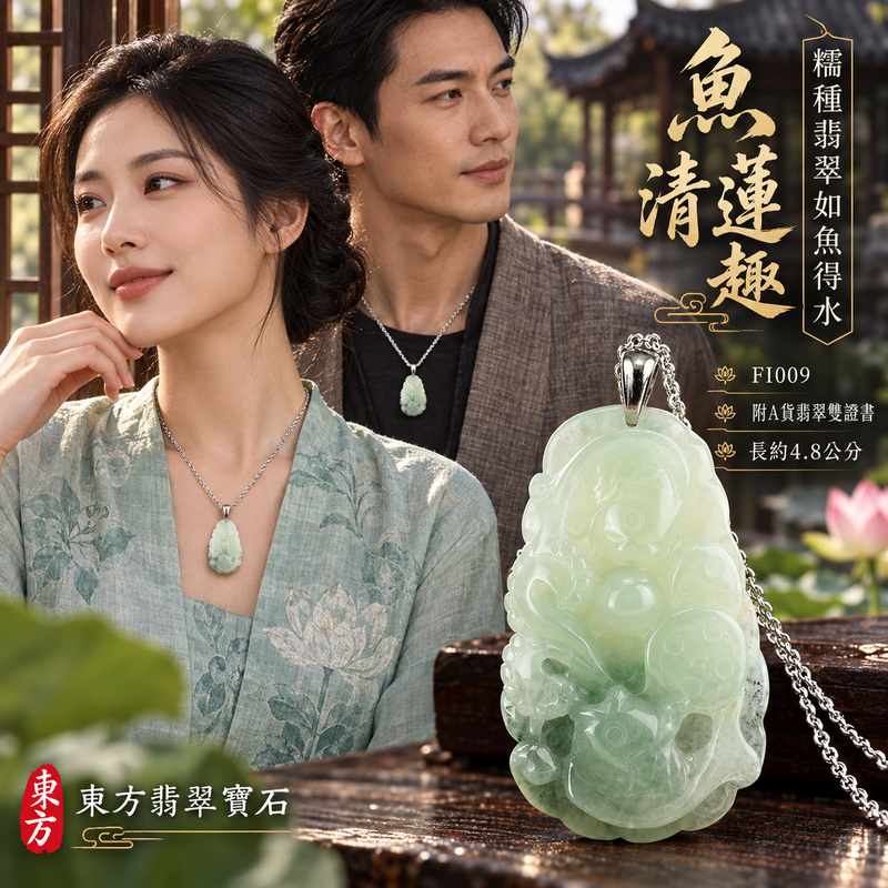 已售出可訂做｜翡翠魚項鍊玉珮｜年年有餘・富足圓滿・吉祥順遂｜天然A貨翡翠・緬甸玉・糯種｜如魚得水｜魚玉珮・魚玉墜・魚吊墜・魚項鍊｜FI009｜客製化訂做魚玉珮、魚玉墜、魚吊墜、魚項鍊｜附A貨翡翠雙證書
