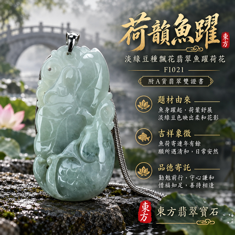 已售出可訂做|翡翠魚項鍊玉珮|年年有餘・富足圓滿・吉祥順遂|天然A貨翡翠・緬甸玉・豆種・淡綠・飄花|魚躍荷花|魚玉珮・魚玉墜・魚吊墜・魚項鍊|FI021|客製化訂做魚玉珮、魚玉墜、魚吊墜、魚項鍊|附A貨翡翠雙證書 已售出可訂做|翡翠魚項鍊玉珮|年年有餘・富足圓滿・吉祥順遂|天然A貨翡翠・緬甸玉・豆種・淡綠・飄花|魚躍荷花|魚玉珮・魚玉墜・魚吊墜・魚項鍊|FI021|客製化訂做魚玉珮、魚玉墜、魚吊墜、魚項鍊|附A貨翡翠雙證書