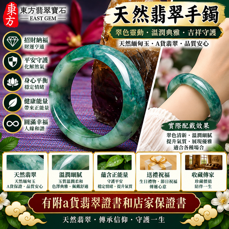 【A貨油青種翡翠手鐲|天然緬甸玉翡翠玉鐲、藍綠色飄花圓鐲16、些微透光、油青翠色沉穩雅緻、天然飄花紋理靈動、平安吉祥、圓滿順遂、福氣相伴】天然油青種飄花翡翠玉鐲手鐲,藍綠色色澤清幽沉穩,油青種呈現自然內斂、古典耐看的視覺質感,搭配天然飄花形成深淺不同的色彩與紋理變化,玉質並帶些微透光感,使整體更具天然翡翠獨有的自然韻味,展現緬甸翡翠沉靜典雅、含蓄古樸的東方玉石美感,圓鐲造型寓意平安吉祥、圓滿順遂、幸福美滿、福氣相伴、福運綿延;圓鐲16,FL006,可客製化訂做各種緬甸玉手鐲、翡翠玉鐲,附A貨翡翠雙證書2 【A貨油青種翡翠手鐲|天然緬甸玉翡翠玉鐲、藍綠色飄花圓鐲16、些微透光、油青翠色沉穩雅緻、天然飄花紋理靈動、平安吉祥、圓滿順遂、福氣相伴】天然油青種飄花翡翠玉鐲手鐲,藍綠色色澤清幽沉穩,油青種呈現自然內斂、古典耐看的視覺質感,搭配天然飄花形成深淺不同的色彩與紋理變化,玉質並帶些微透光感,使整體更具天然翡翠獨有的自然韻味,展現緬甸翡翠沉靜典雅、含蓄古樸的東方玉石美感,圓鐲造型寓意平安吉祥、圓滿順遂、幸福美滿、福氣相伴、福運綿延;圓鐲16,FL006,可客製化訂做各種緬甸玉手鐲、翡翠玉鐲,附A貨翡翠雙證書2