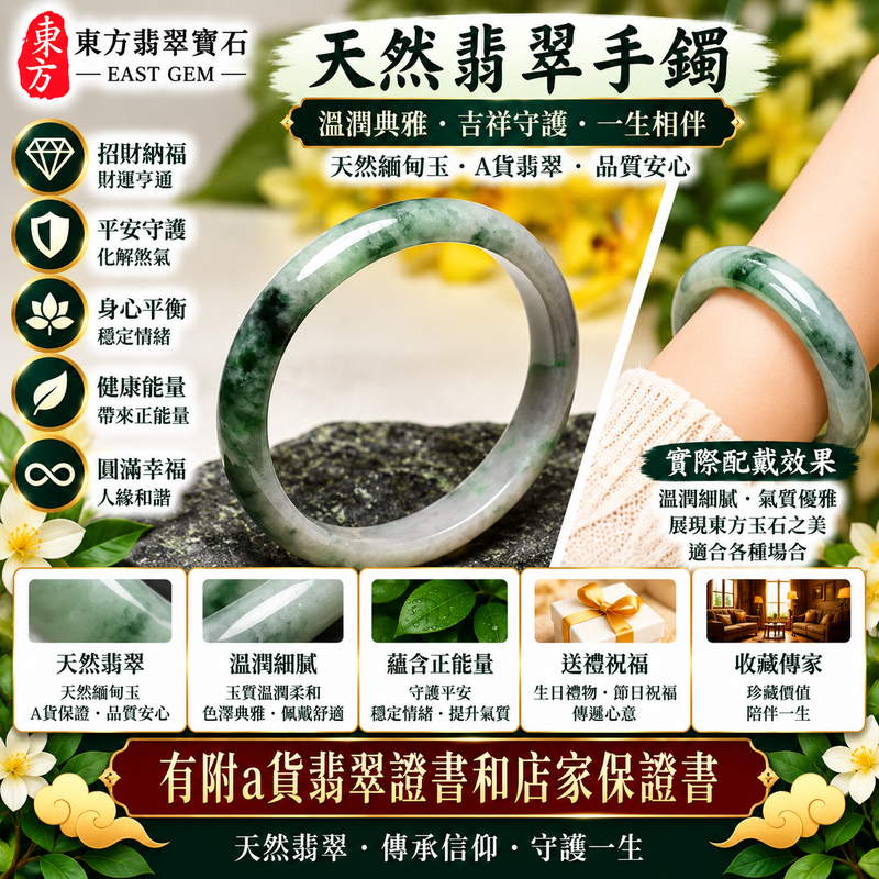 【A貨油青種飄花翡翠手鐲｜天然緬甸玉翡翠玉鐲、淺綠色飄花貴妃鐲18、橢圓鐲蛋鐲、些微透光、天然飄花靈動雅緻、玉質溫潤、平安順遂、吉祥圓滿】天然油青種飄花翡翠玉鐲手鐲，以淺綠色天然玉質搭配自然飄花紋理，花色深淺錯落、分布自然，每件天然翡翠皆呈現不同的紋理與色彩特色，玉質溫潤並帶些微透光感，展現天然緬甸翡翠含蓄柔和、靈動雅緻且古典耐看的東方玉石美感，貴妃鐲採橢圓形蛋鐲造型，線條柔美典雅，傳統寓意平安順遂、吉祥圓滿、幸福美滿、招福納祥、福氣相伴；貴妃鐲18，FL016，可客製化訂做各種緬甸玉手鐲、翡翠玉鐲，附A貨翡翠雙證書2