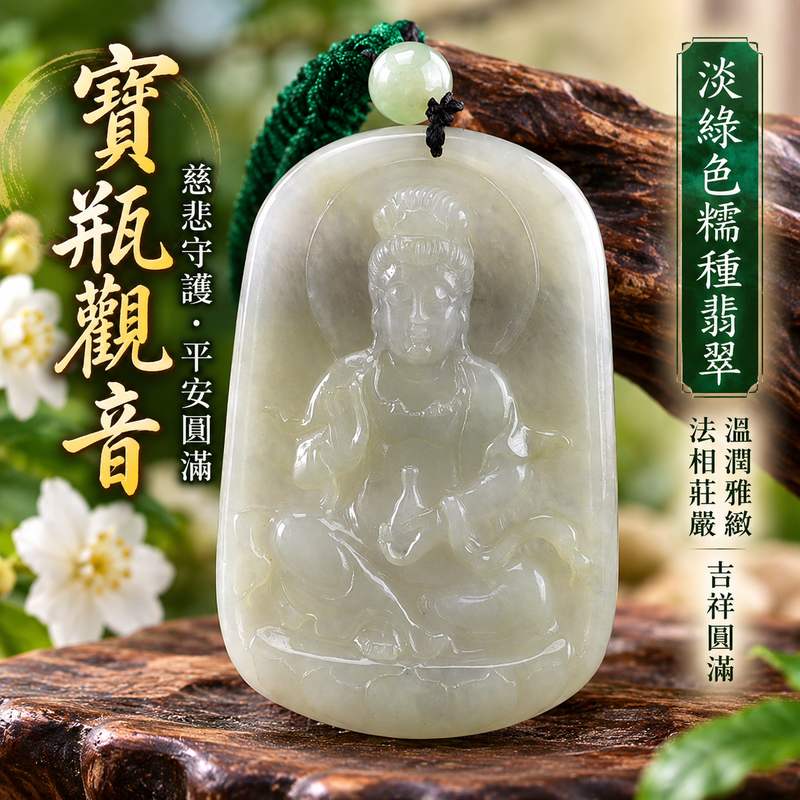 淡綠色糯種寶瓶觀音觀世音菩薩翡翠玉珮 I 慈悲守護平安圓滿寶瓶吉祥寓意溫潤淡雅玉質 GY1460 福慧祥和日常佩戴收藏送禮 I 緬甸A貨翡翠觀世音菩薩玉珮附雙證書 I 寶瓶觀音法相端莊傳統玉文化守護祝福客製化訂做翡翠觀音吊墜玉珮項鍊男女皆宜東方翡翠寶石品質保證1 淡綠色糯種寶瓶觀音觀世音菩薩翡翠玉珮 I 慈悲守護平安圓滿寶瓶吉祥寓意溫潤淡雅玉質 GY1460 福慧祥和日常佩戴收藏送禮 I 緬甸A貨翡翠觀世音菩薩玉珮附雙證書 I 寶瓶觀音法相端莊傳統玉文化守護祝福客製化訂做翡翠觀音吊墜玉珮項鍊男女皆宜東方翡翠寶石品質保證1