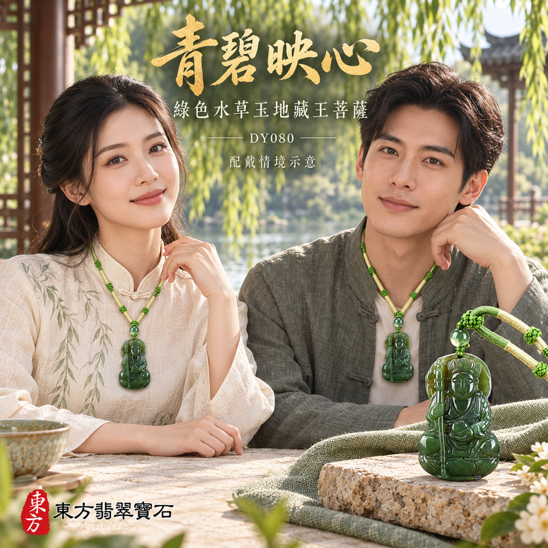 水草玉地藏王菩薩項鍊玉珮｜大願堅定・慈悲孝親・安定守護・善念相隨｜綠色水草玉地藏王菩薩｜地藏王菩薩｜地藏王菩薩玉珮・地藏王菩薩玉墜・地藏王菩薩吊墜・地藏王菩薩項鍊｜DY080｜男女玉石項鍊・送禮收藏｜客製化訂做地藏王菩薩玉珮、地藏王菩薩玉墜、地藏王菩薩吊墜、地藏王菩薩項鍊｜附東方翡翠寶石保證卡・東方翡翠寶石