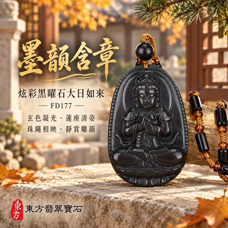 黑曜石大日如來項鍊玉珮｜光明遍照・智慧開展・正念精進・平安守護｜炫彩黑曜石大日如來｜大日如來｜大日如來玉珮・大日如來玉墜・大日如來吊墜・大日如來項鍊｜FD177｜男女玉石項鍊・送禮收藏｜客製化訂做大日如來玉珮、大日如來玉墜、大日如來吊墜、大日如來項鍊｜附東方翡翠寶石保證卡・東方翡翠寶石