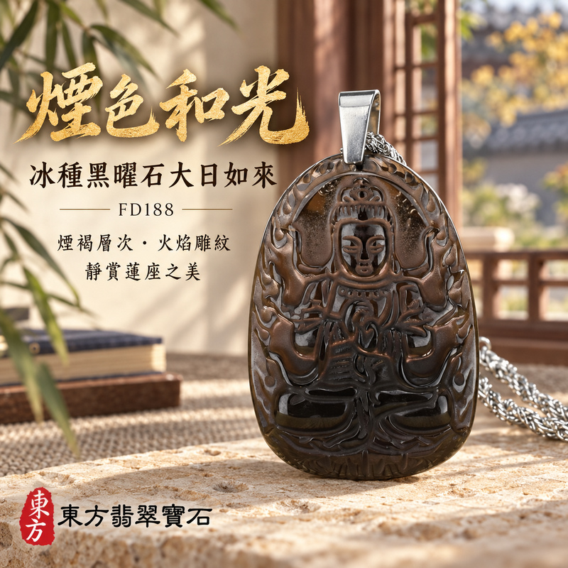 黑曜石大日如來項鍊玉珮｜光明遍照・智慧開展・正念精進・平安守護｜冰種黑曜石大日如來｜大日如來｜大日如來玉珮・大日如來玉墜・大日如來吊墜・大日如來項鍊｜FD188｜男女玉石項鍊・送禮收藏｜客製化訂做大日如來玉珮、大日如來玉墜、大日如來吊墜、大日如來項鍊｜附東方翡翠寶石保證卡・東方翡翠寶石